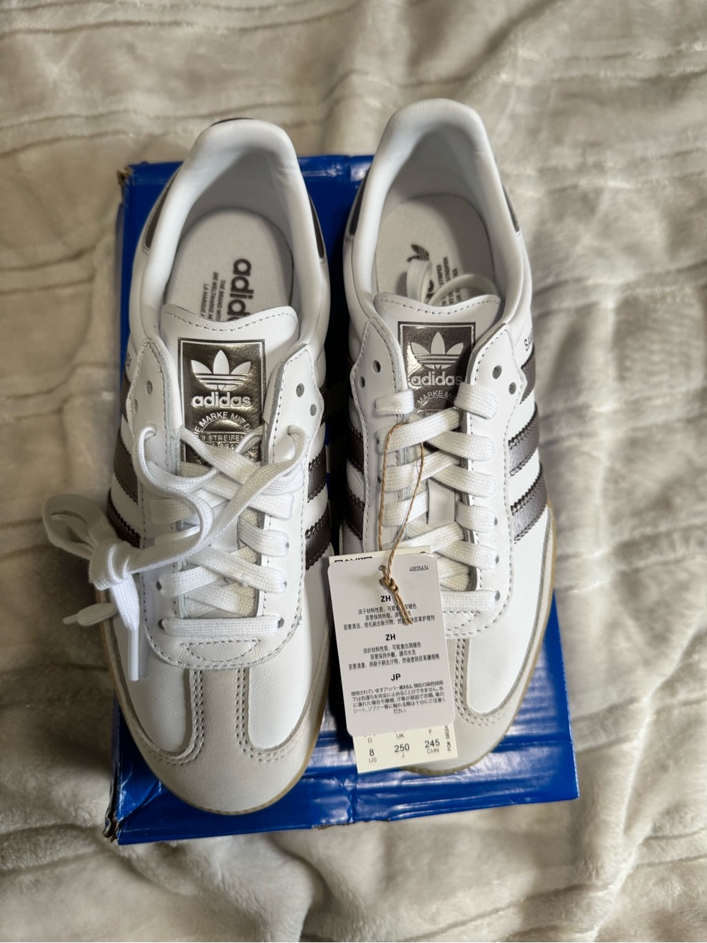 Adidas Samba Classic Leather Sneakers - White/Grey Metallic - Picture 2 of 6